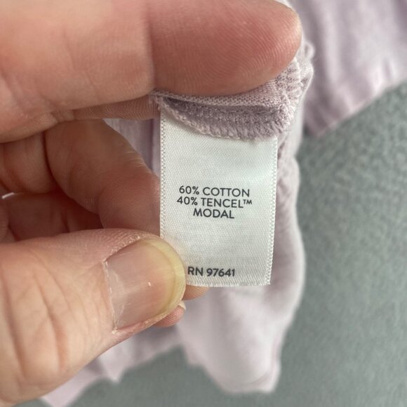 J Jill Top Womens Medium Purple Slub Stretch 3/4 Sleeve Tiered V Neck Pullover - Picture 6 of 10